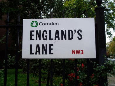England’s Lane street sign